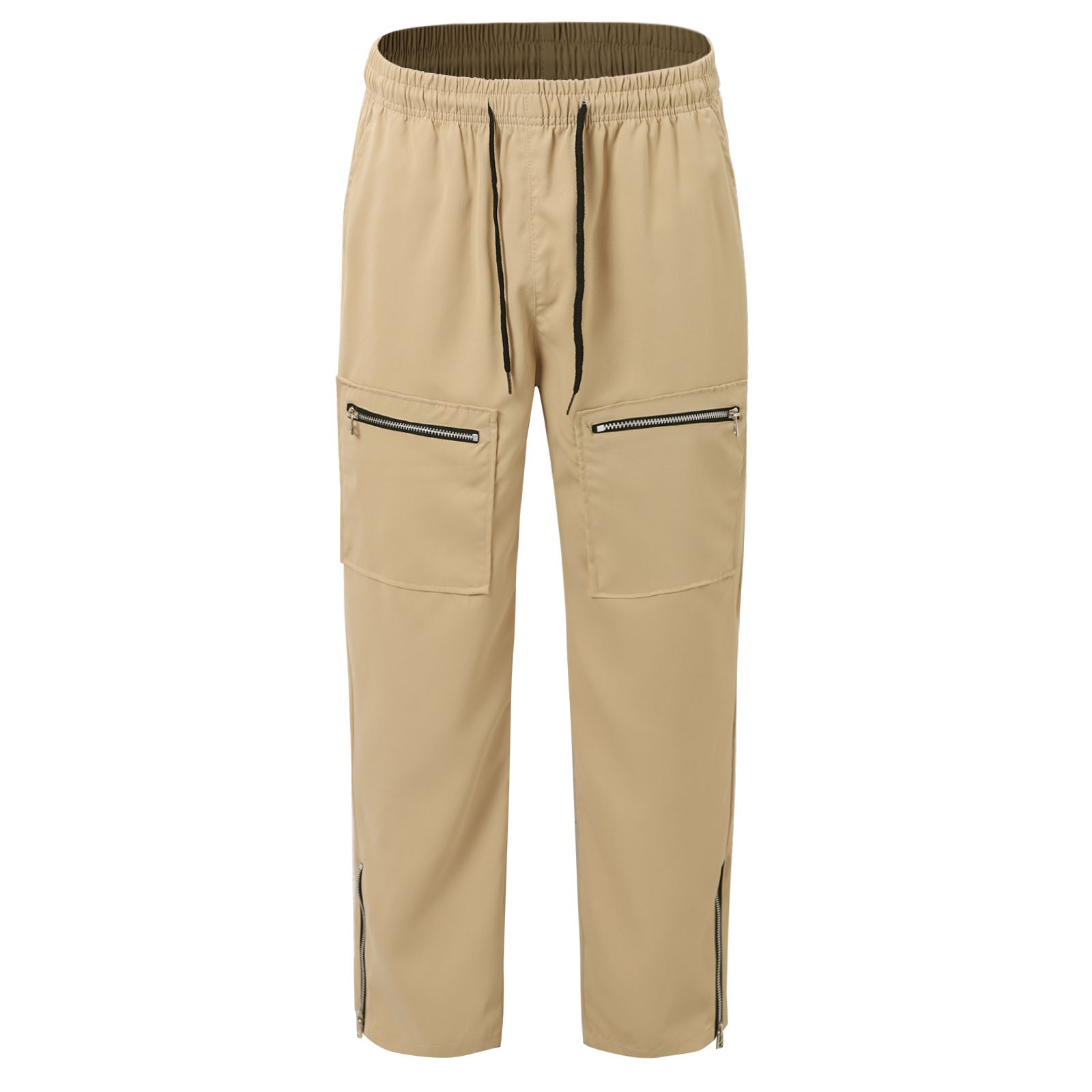 thumbnail image 4 of Pantalones de trabajo con cremallera en los bajos para hombre - Cargo de color liso - Poliéster, bolsillos grandes, tallas S-XXL, 4 of 8